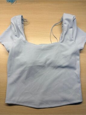 lululemon wonderunder smooth cover square neck t -shirt Light Blue